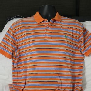 Men's Short Sleeve Ralph Lauren Polo Orange & Blue